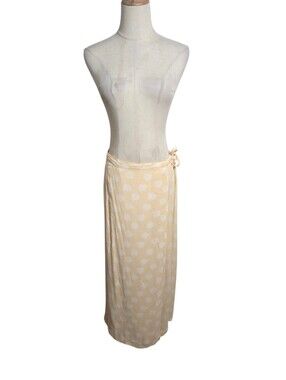 L.L. Bean Light Yellow Floral Wrap Maxi Skirt Plus Size